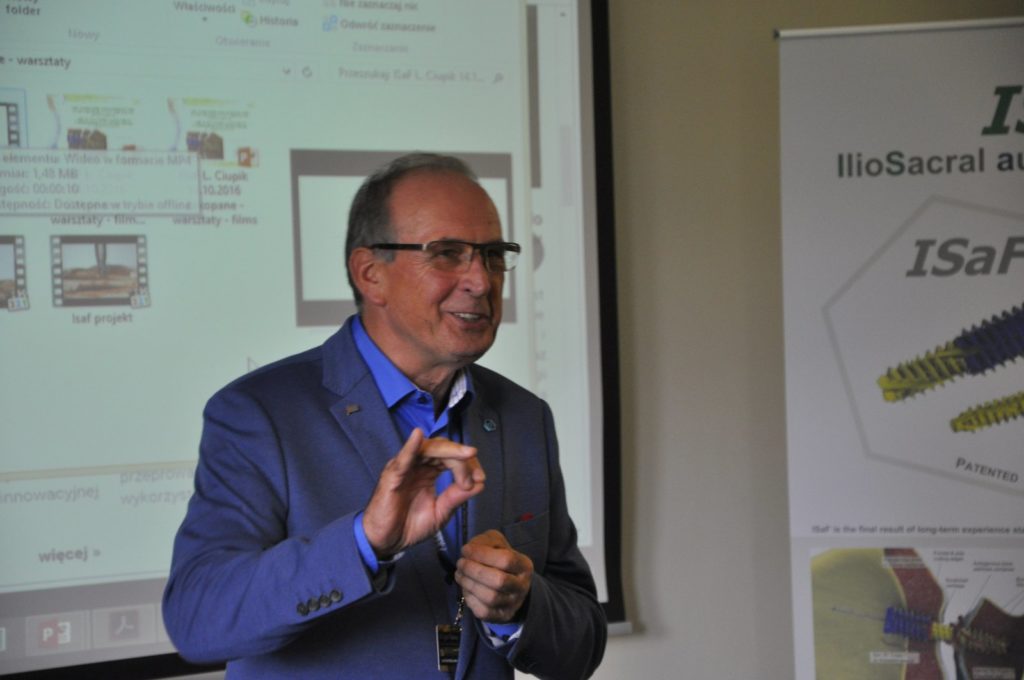 Wystąpienie L.F. Ciupika dotyczące stabilizacji biodrowo-krzyżowej ISaF bazującej na przyspieszonym zroście kostnym struktur 3D-Ti-Truss. 